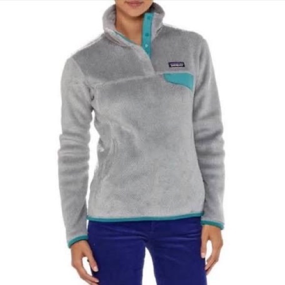 Patagonia Snap T grey with teal pullover - Picture 1 of 5